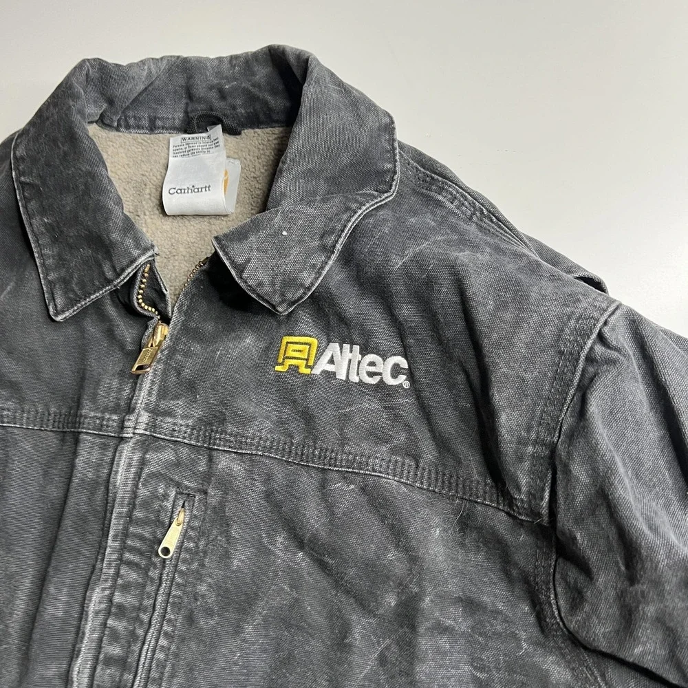 Carhartt C61 BLK Sandstone Ridge Coat Mens 2XL Black Sherpa Lined Altec Logo